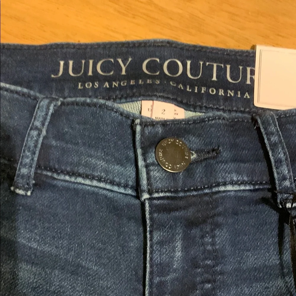 Juicy Couture Blue Skinny Jeans with Raw Hem and Faded Design